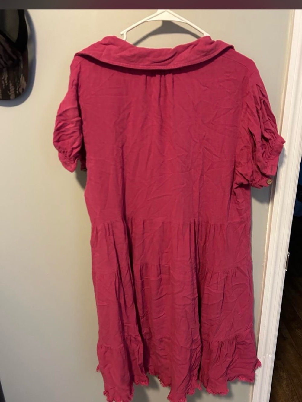 Umgee Raspberry Short Sleeve Tunic with Ruffle Trim - Picture 3 of 3